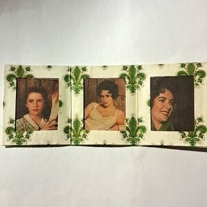 Frame Florentine Paper Small Folding Triple Fleur de Lis Hand Made Unique OOAK